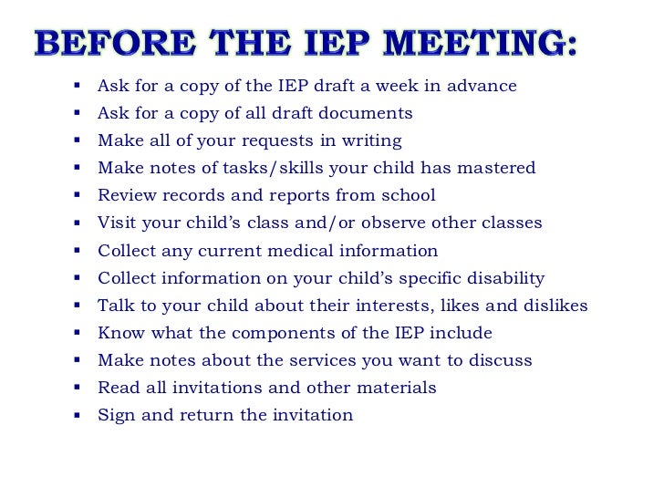 The IEP Process for Parents The IEP Process for Parents