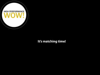 HIGH PERFORMANCE WOW! 
It’s matching time! 
 