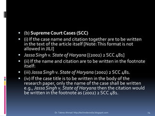 The Indian Law Institute (ILI) Method of Citation | PPTX