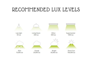 RECOMMENDED LUX LEVELS
 