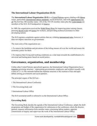 The International Labour Organisation structure (develop by author Dr ...