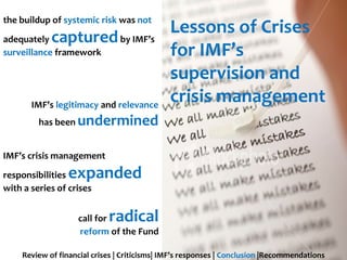 The imf supervision and crisis management in recent financial crises | PPT