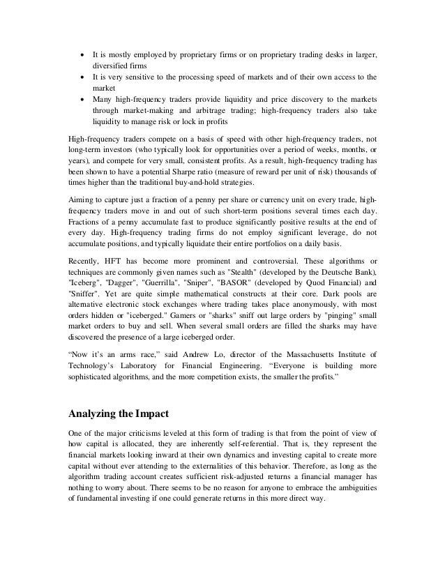 Statistical arbitrage trading strategies and high frequency trading