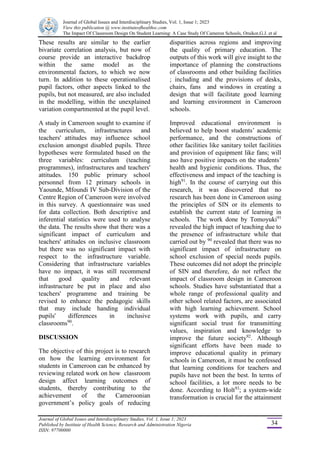 THE IMPACT OF CLASSROOM DESIGN LEARNING: A CASE STUDY OF CAMEROON ...
