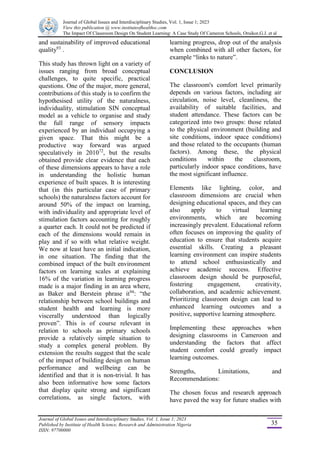 THE IMPACT OF CLASSROOM DESIGN LEARNING: A CASE STUDY OF CAMEROON ...