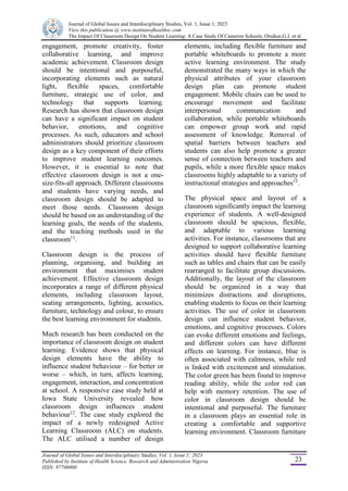 THE IMPACT OF CLASSROOM DESIGN LEARNING: A CASE STUDY OF CAMEROON ...