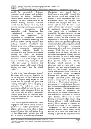 THE IMPACT OF CLASSROOM DESIGN LEARNING: A CASE STUDY OF CAMEROON ...