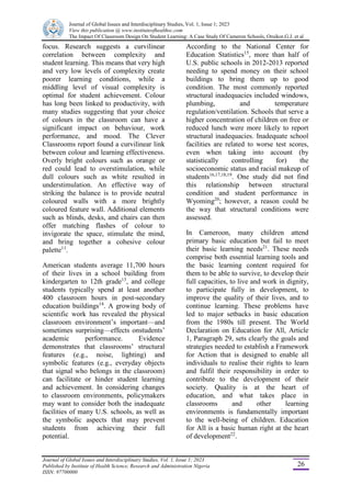 THE IMPACT OF CLASSROOM DESIGN LEARNING: A CASE STUDY OF CAMEROON ...
