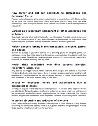 The Impact of Clean Carpets on Workplace Productivity: A Comprehensive Guide | PDF