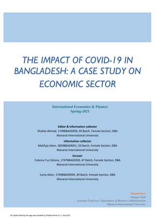 The impact of covid 19 in Bangladesh economic sector | PDF
