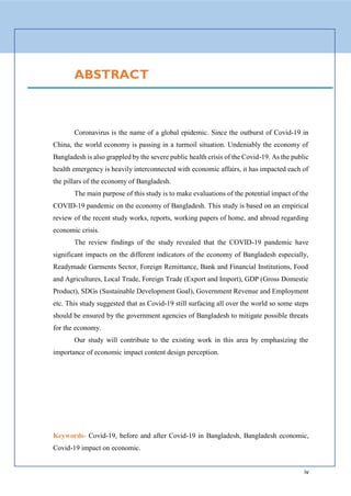 The impact of covid 19 in Bangladesh economic sector | PDF