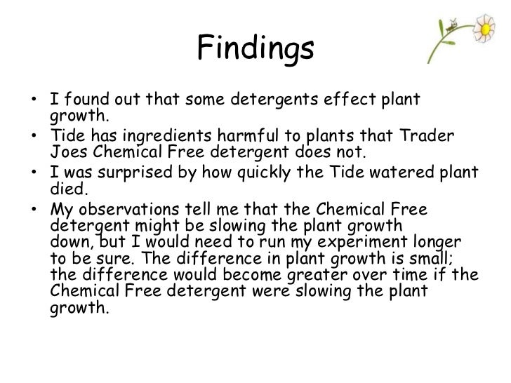Does the presence of detergent in water affect plant growth?