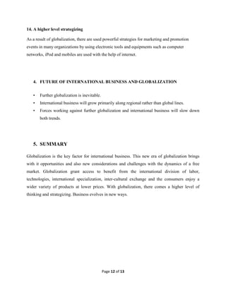 The impact of globalization on international business | DOCX