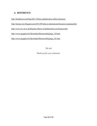 The impact of globalization on international business | DOCX