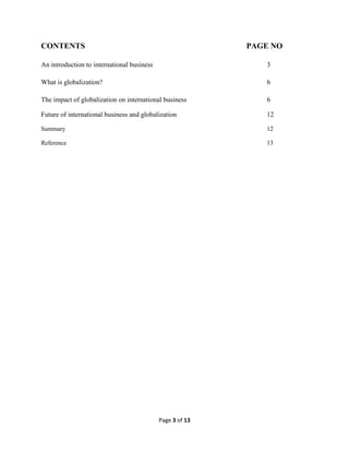 The impact of globalization on international business | DOCX