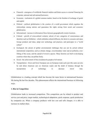 The impact of globalization on international business | DOCX