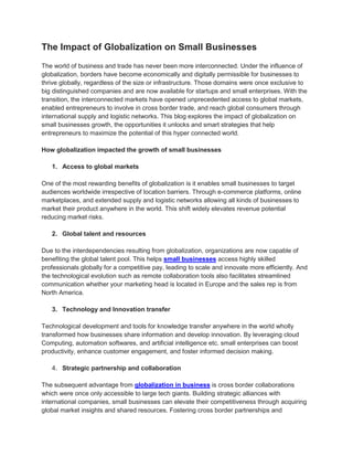 The impact of globalization on small businesses | PDF