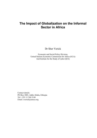 The impact of globalization on the informal sector in africa
