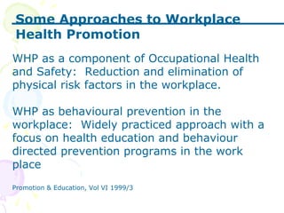 The impact of health promotion & cost effectiveness yvonne lewis | PPT