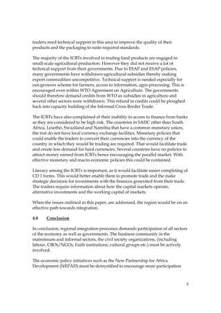 The impact of informal cross border trade on regional intergration in ...