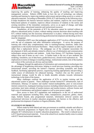 The impact of information and communication technology (ict) on teacher ...