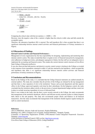 The impact of internal control activities on financial performance of ...