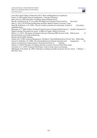 The impact of internal control activities on financial performance of | PDF