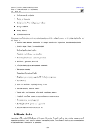 The impact of internal control activities on financial performance of | PDF