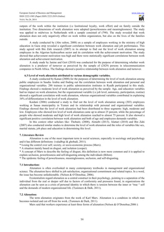 The impact of job security elements on the work alienation at private ...