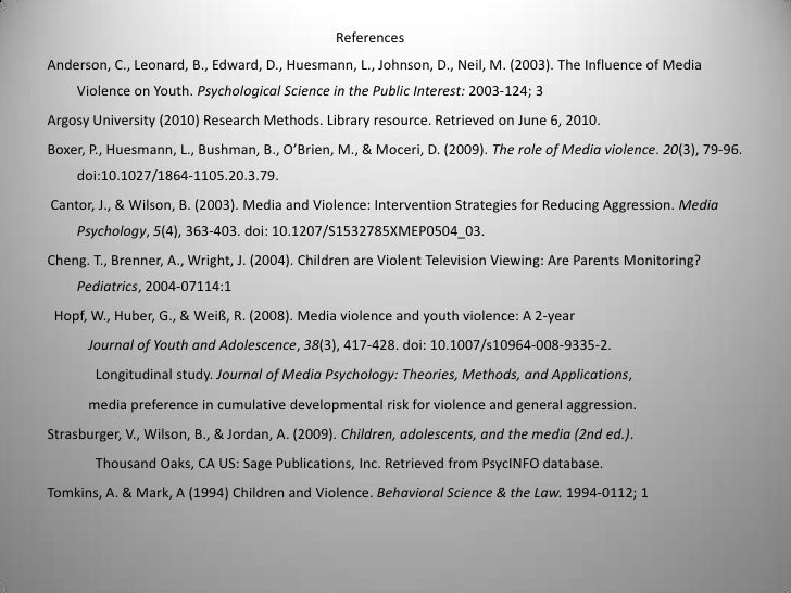 Research papers television violence children