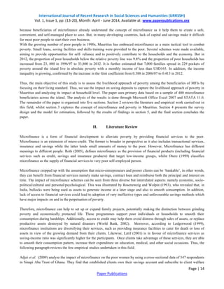 The Impact of Microfinance on Saving Deposits-The Case of Mauritius | PDF