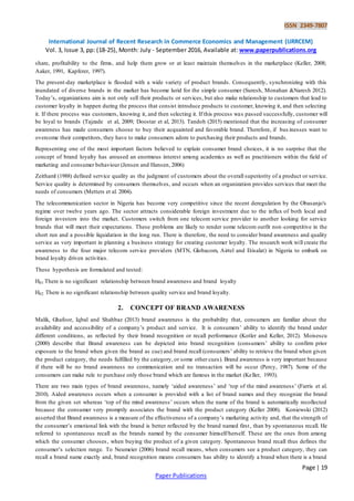 THE IMPACT OF SERVICE QUALITY AND BRAND AWARENESS ON BRAND LOYALTY: (A ...