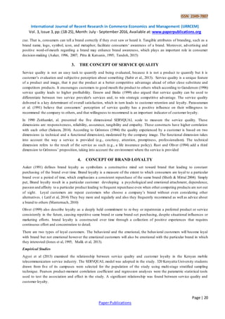 THE IMPACT OF SERVICE QUALITY AND BRAND AWARENESS ON BRAND LOYALTY: (A ...