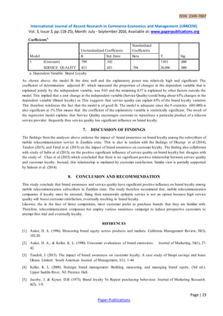THE IMPACT OF SERVICE QUALITY AND BRAND AWARENESS ON BRAND LOYALTY: (A ...