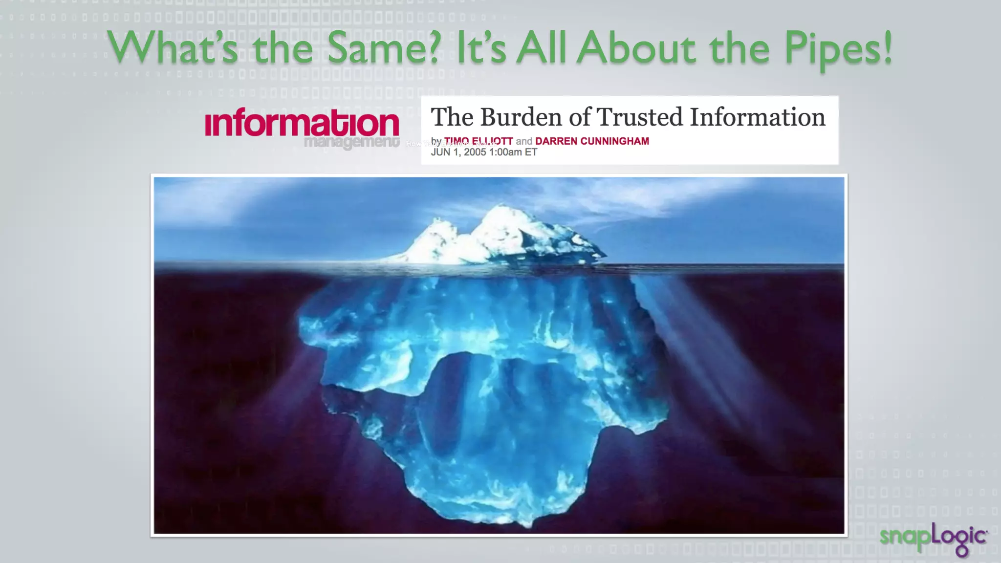 What’s the Same? It’s All About the Pipes! 
 