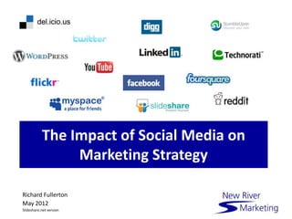 The Impact of Social Media on
                Marketing Strategy

Richard Fullerton
May 2012
Slideshare.net version
 