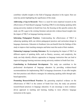 THE IMPACT OF TASK-BASED LANGUAGE TEACHING ON SPEAKING SKILLS AMONG ...