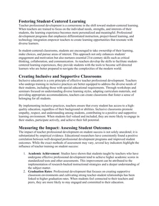 The Impact of Teacher Professional Development on Student Success. | PDF
