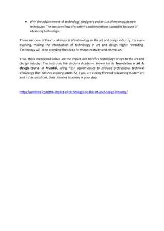 The Impact of Technology on the Art and Design Industry | PDF