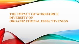 THE IMPACT OF WORKFORCE
DIVERSITY ON
ORGANIZATIONAL EFFECTIVENESS

 