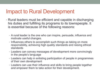 Leadership In Rural Development The Implementation of Rural Development Programs | PPTX