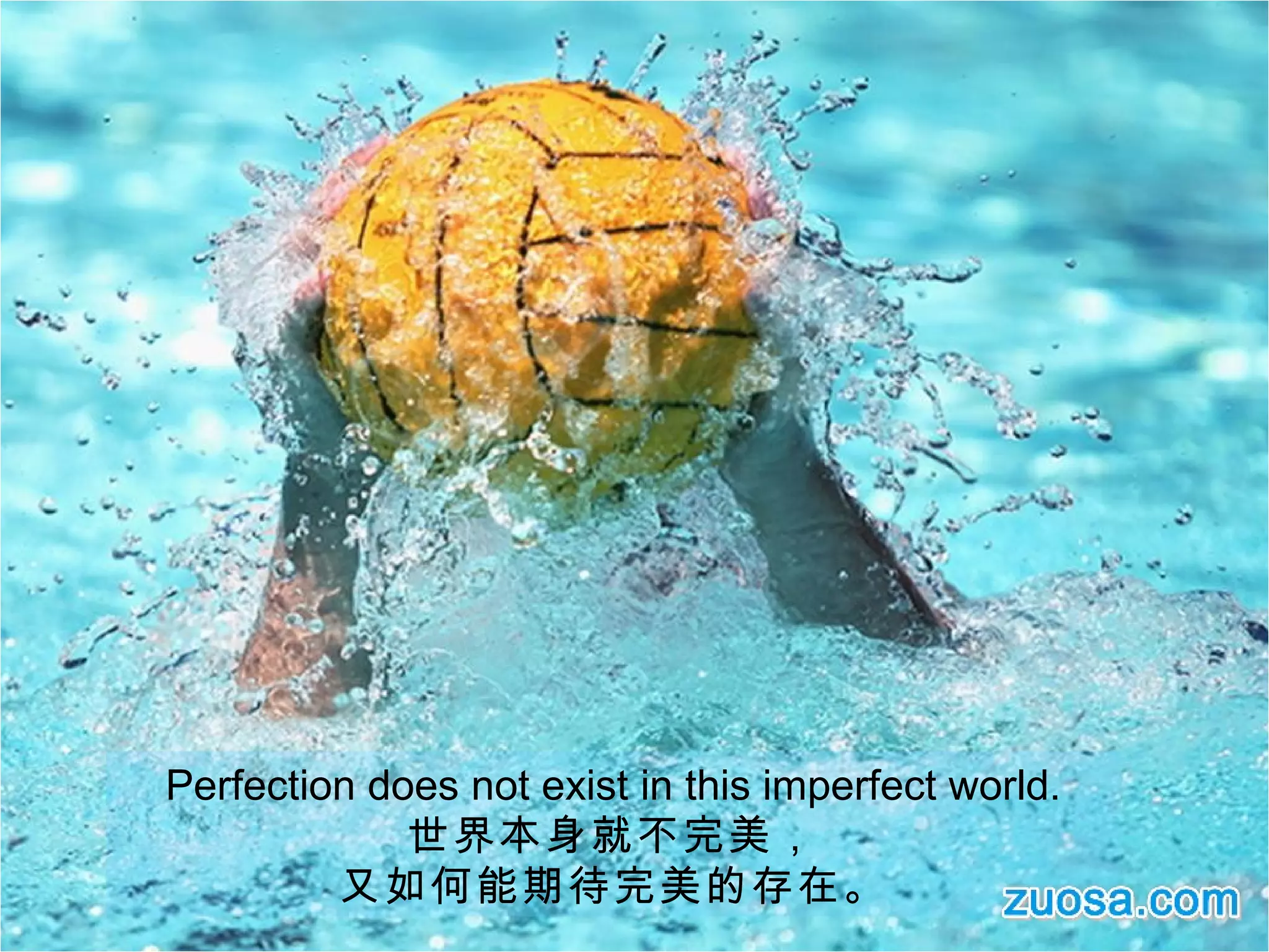 Perfection does not exist in this imperfect world. 世界本身就不完美， 又如何能期待完美的存在。 