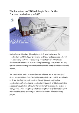 The Importance of 3D Modeling in Revit for the Construction Industry in ...