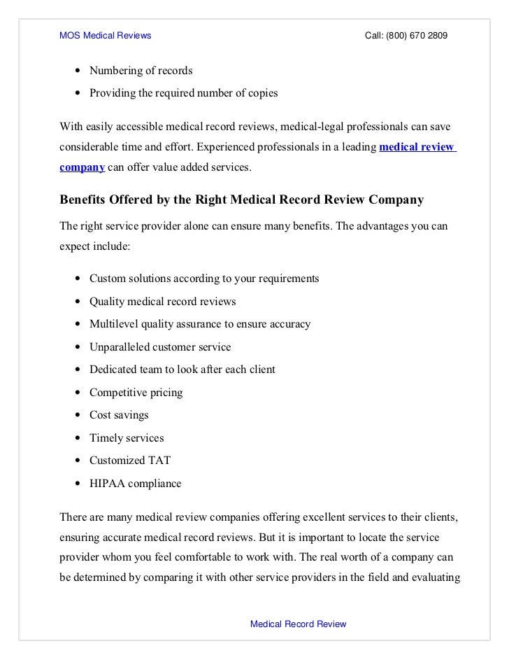 The importance of accurate medical record reviews