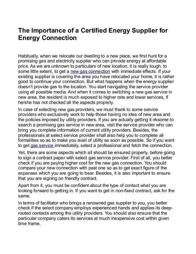 The importance of a certified energy supplier for energy connection