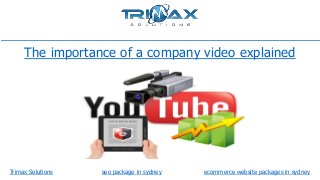 The importance of a company video explained

Trimax Solutions

seo package in sydney

ecommerce website packages in sydney

 