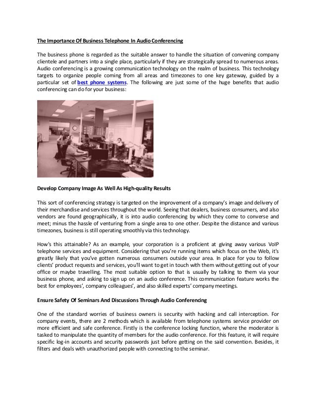 The Importance Of Business Telephone In Audio Conferencing