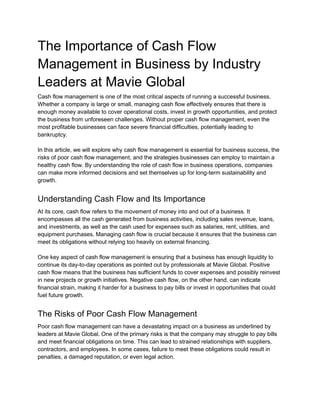 The Importance of Cash Flow Management in Business by Industry Leaders ...