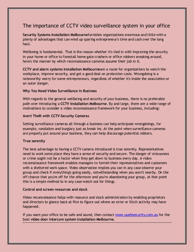 The importance of cctv video surveillance system in your office