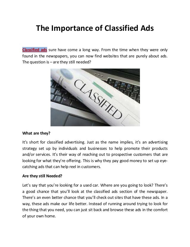 The Importance of Classified Ads